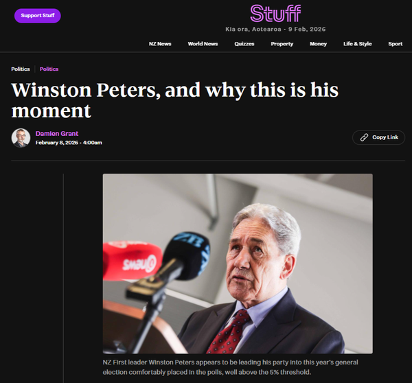 “Winston Peters - The Arsonist in Chief: Damien Grant Covers For Winston Peters and the Bonfire of Māori Rights” - 9 February 2026
