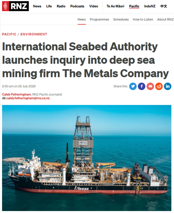 “Capitalist Vultures Circle the Pacific: The Metals Company's Colonial Plunder of Moana's Sacred Depths” - 26 July 2025