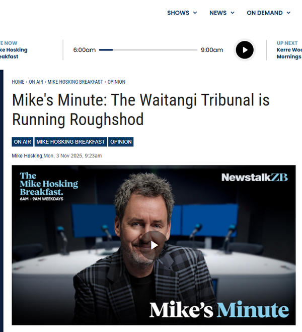 "The Comfortable Racism of Mike Hosking: How New Zealand's State Broadcaster Champions Bigotry" - 4 November 2025