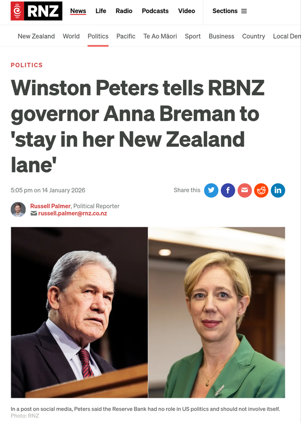 “Winston Peters’ Hollow “Lane” Argument: A Betrayal Written in Neoliberal Ink” - 15 January 2026