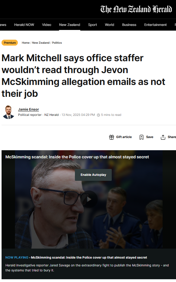 "The “I Didn’t Know” Defence: Mark Mitchell, Plausible Deniability, and the Corruption of Accountability" - 15 November 2025