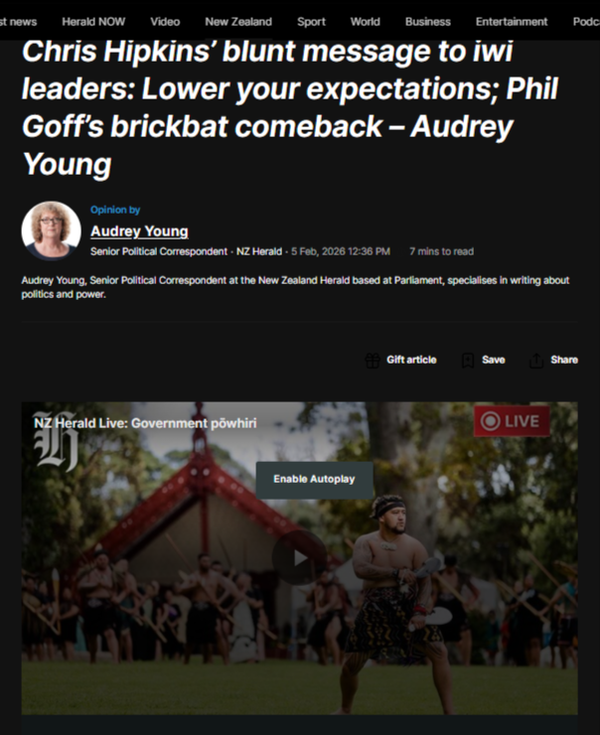 "The whare is on fire and I’m not here to calm you down - I’m here to name the arsonists and show our people the way out." - 5 January 2026