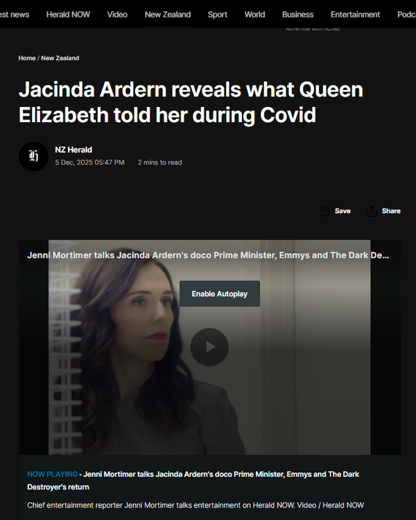 “Royal Amnesia: How Ardern’s “Cute” Queen Story Buries the Treaty Breach” - 7 December 2025