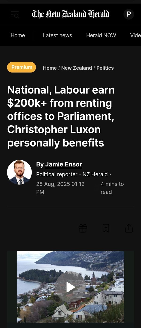 “The Rent-Seeking Racket: How Luxon and His Cronies Double-Dip from the Public Trough While Māori Go Without” - 29 August 2025