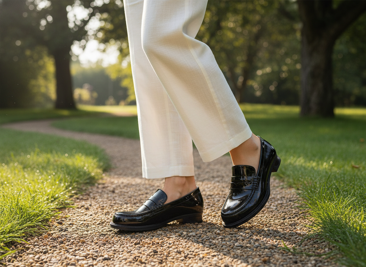 Patent Leather Backless Loafer Mules