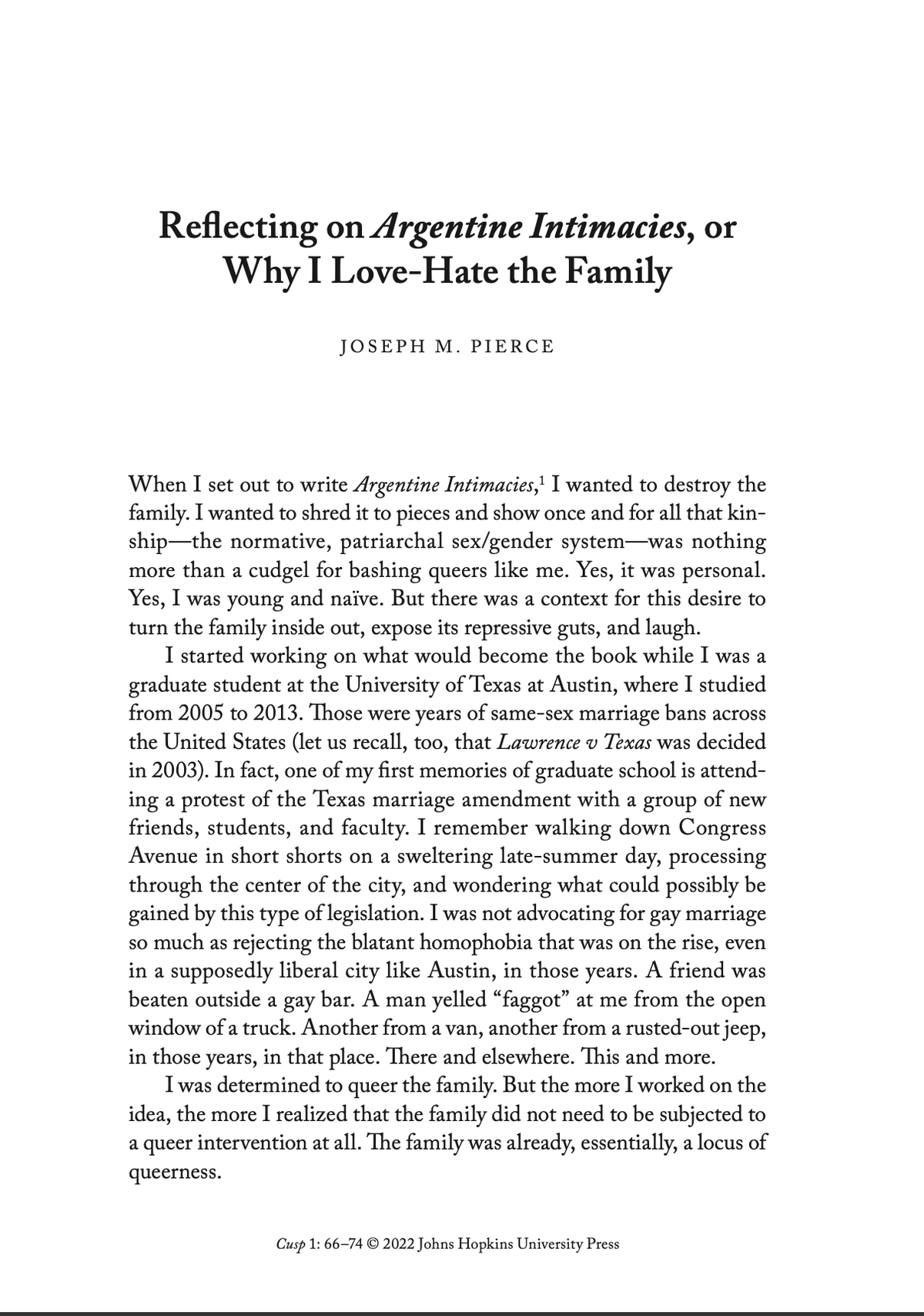 New Article: Revisiting Argentine Intimacies