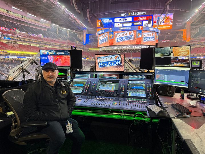 LD Systems Senior Audio Engineer Rafael Rosales at the DiGiCo Quantum852 console used to mix this year’s RODEOHOUSTON