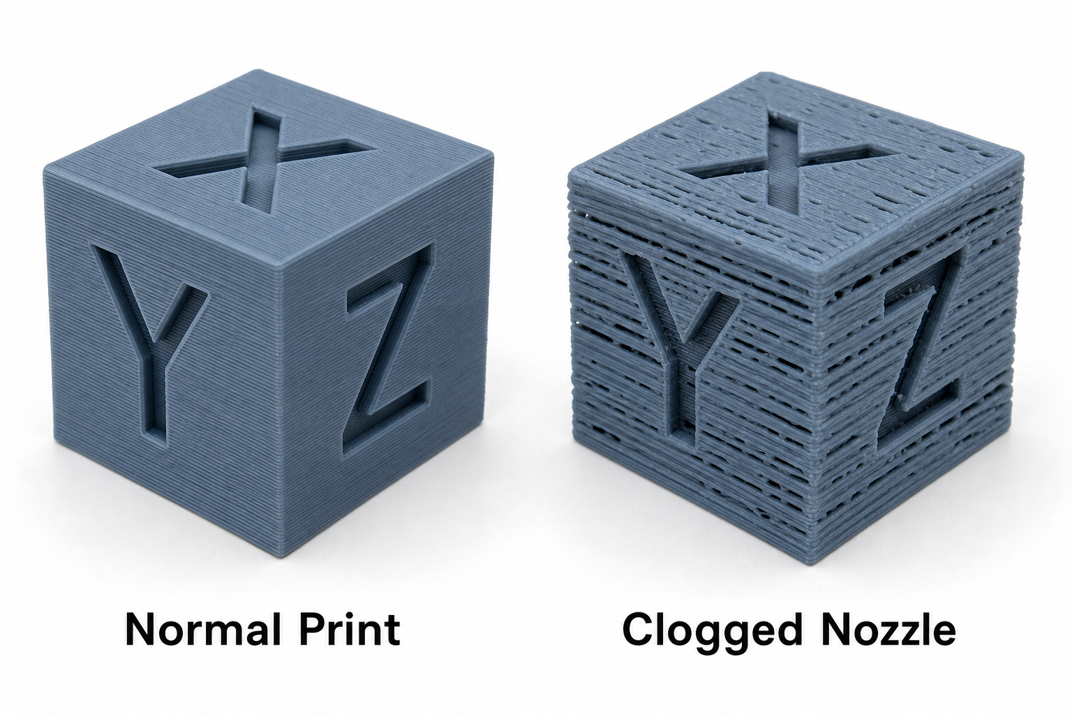 Normal vs Clogged Print