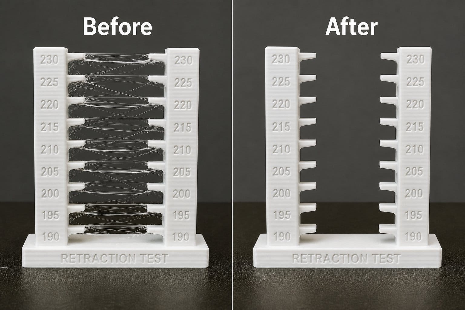 3D Print Stringing Temperature Comparison