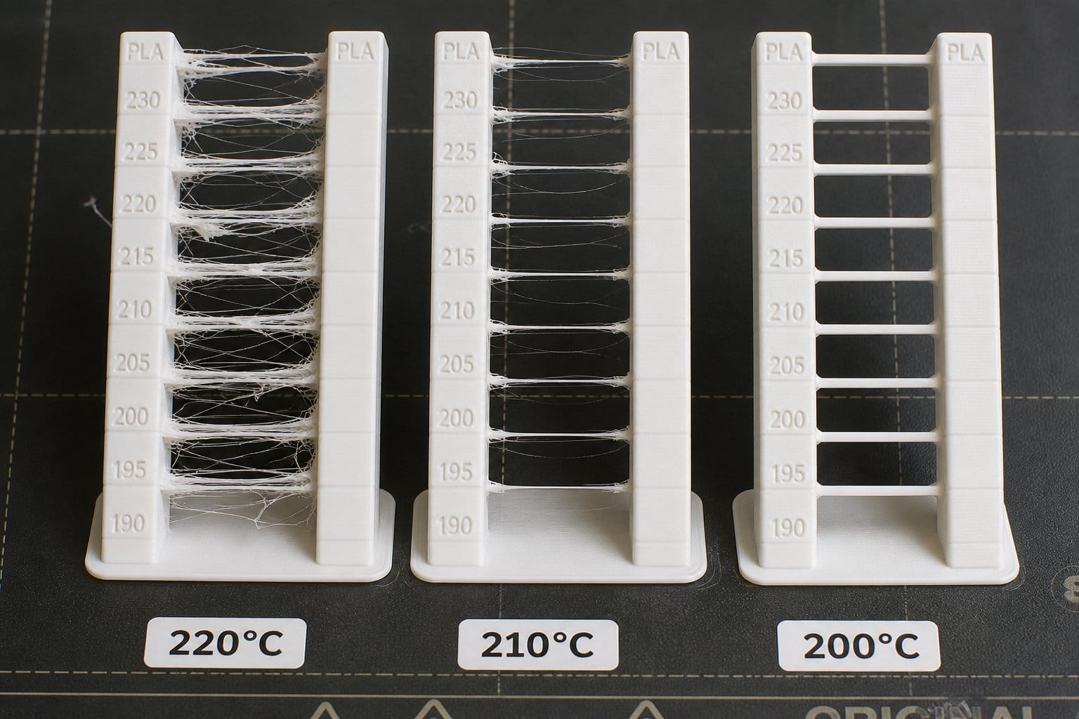 3D Print Stringing Temperature Comparison