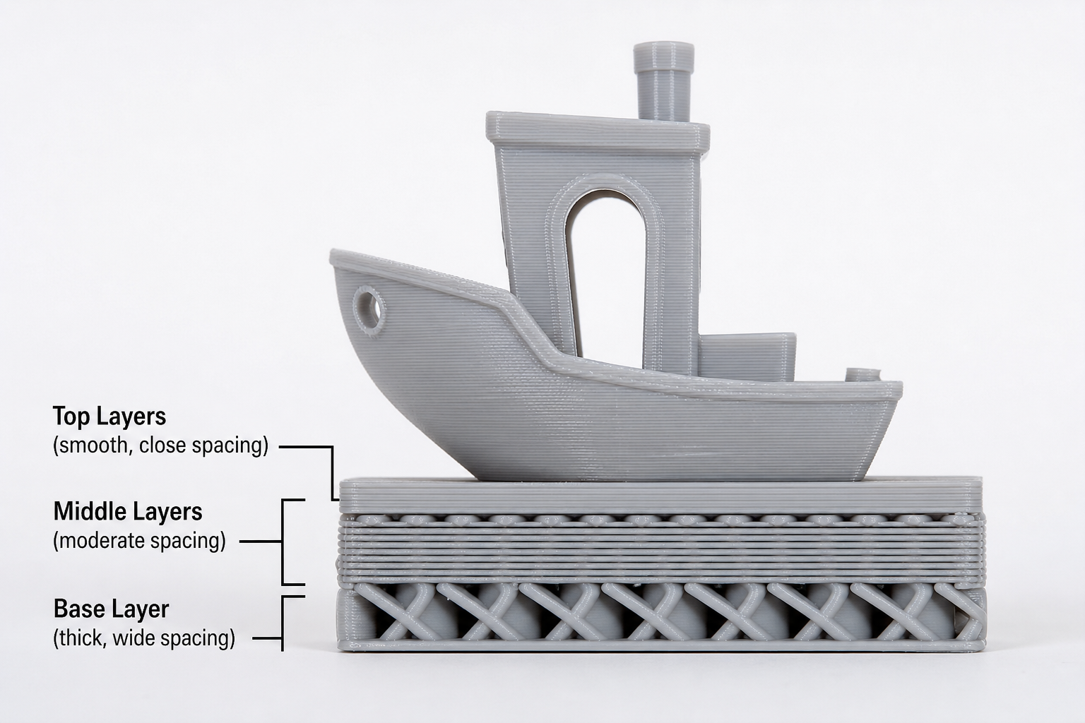 3D Printing Raft Layers Cross Section