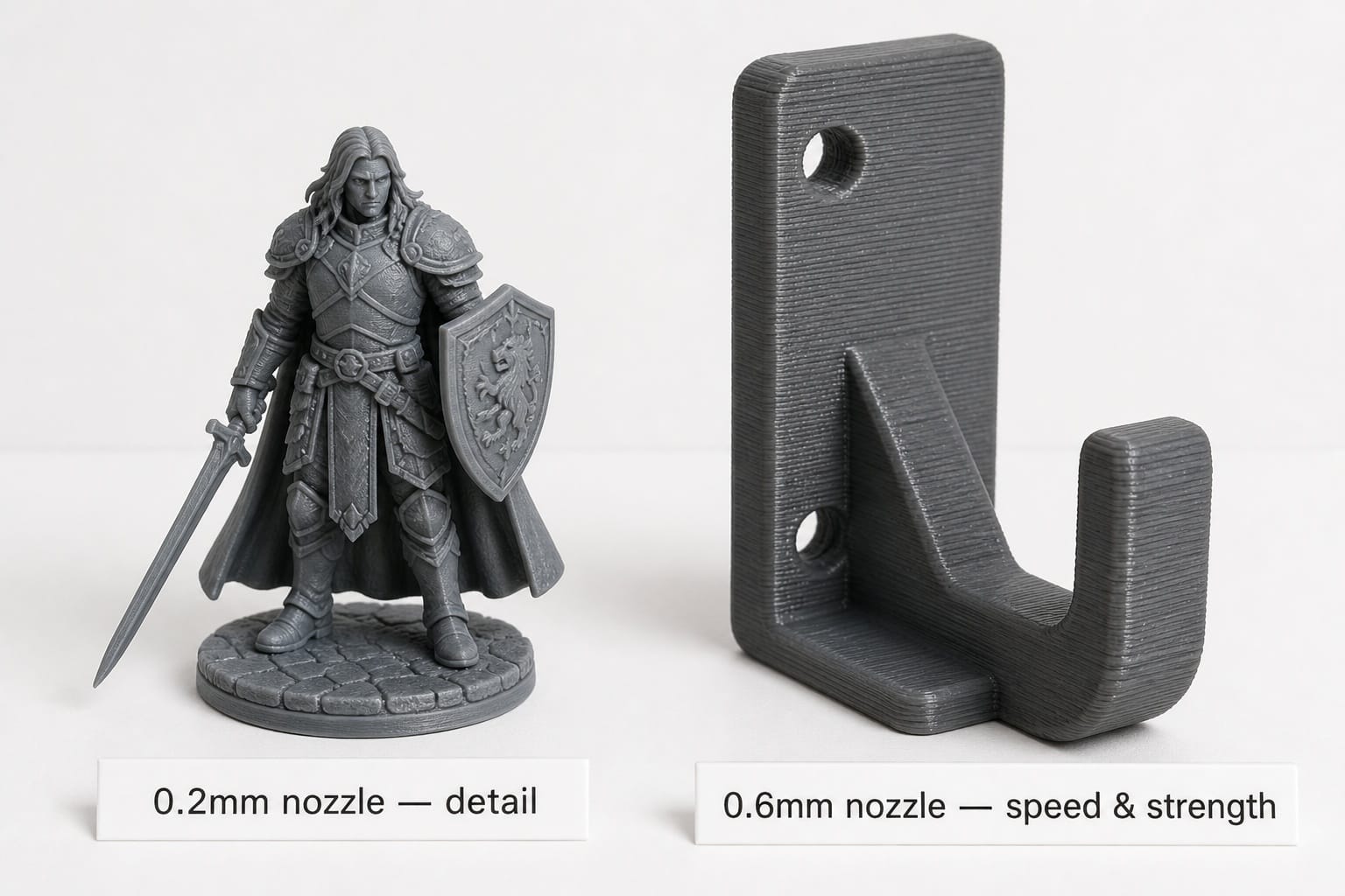 3d printer nozzle detail vs speed comparison