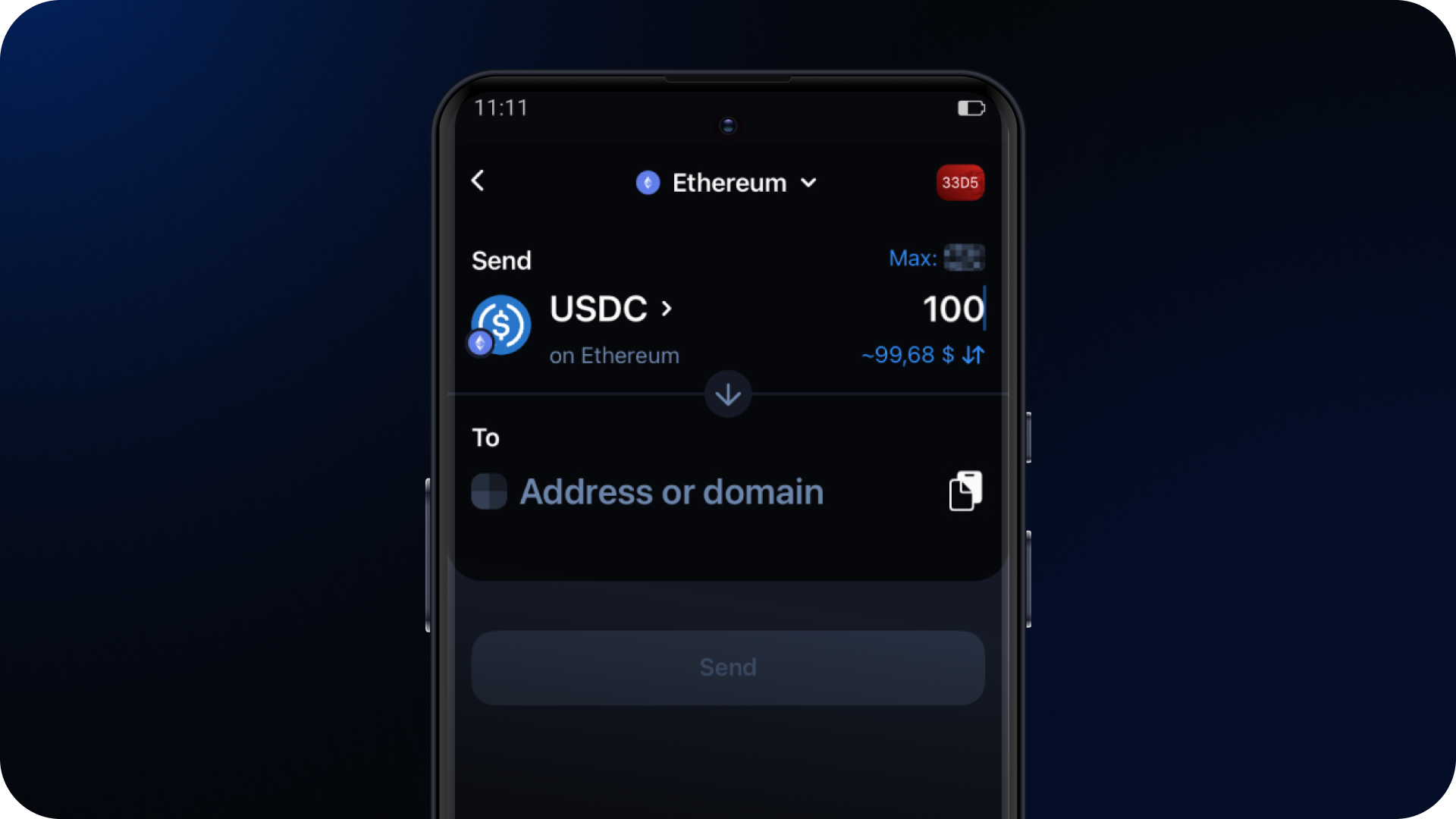 Send crypto using an ENS domain