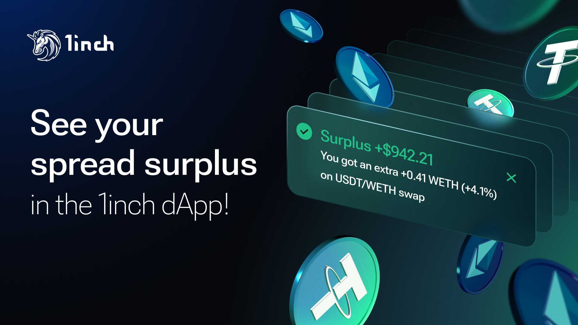 Spread surplus in the 1inch dApp