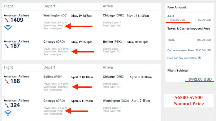 Business Class Mistake Fare On American Airlines to Beijing, China $442 Round Trip for lay flat class seating