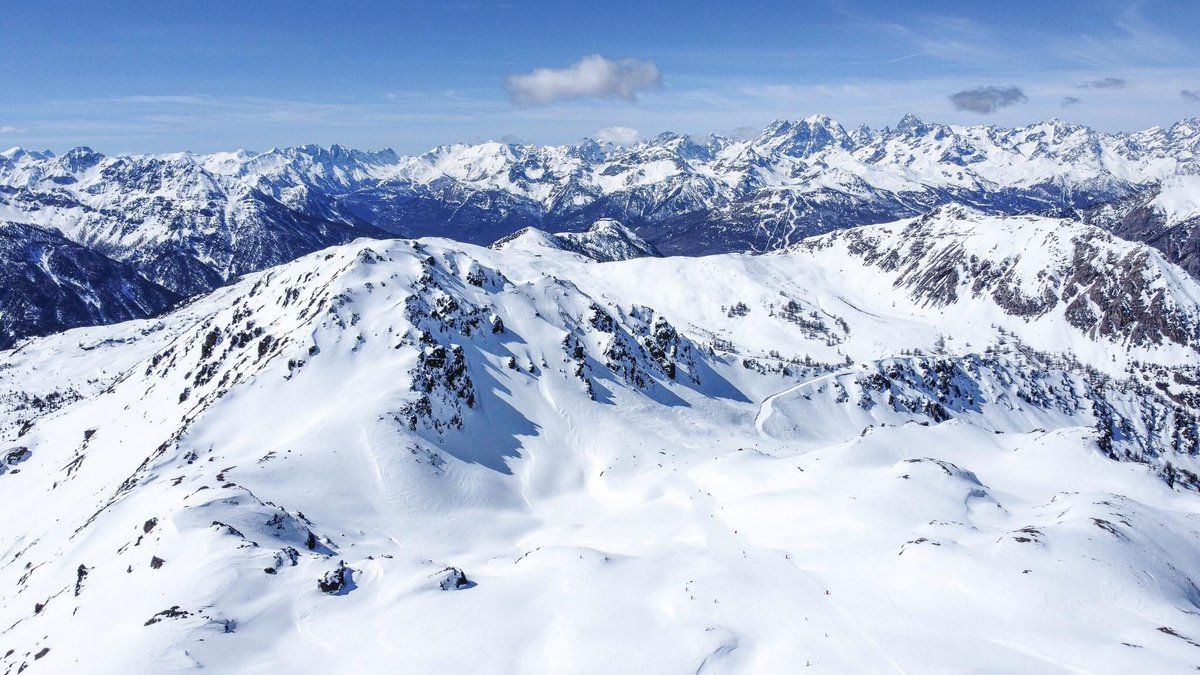 top of the ski resort at Via Lattea ski resort on a clear skies day