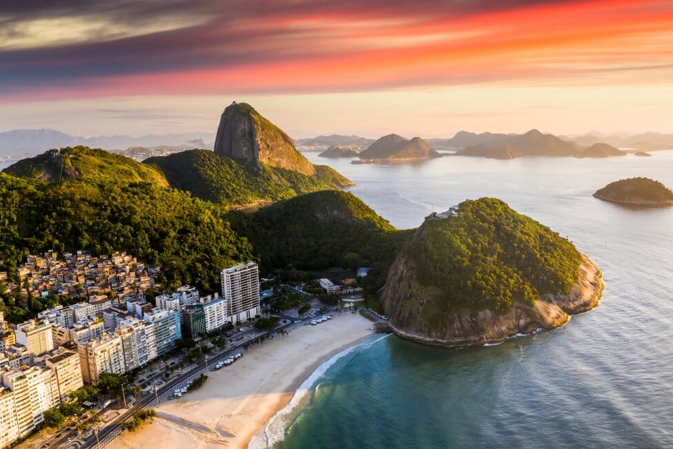 View of the beach near Sugarloaf Mountain In Rio de Janeiro 
