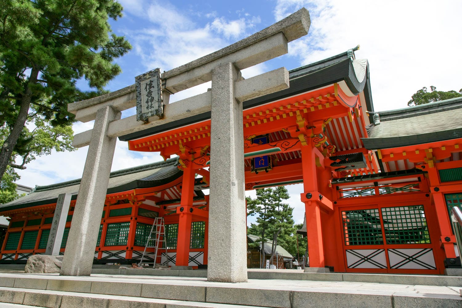 The entrance to A Shinto Shrine in Osaka. 