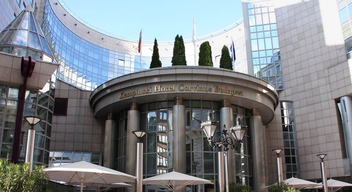 The Entrance to the Luxury hotel Kempinski Hotel Corvinus Budapest.