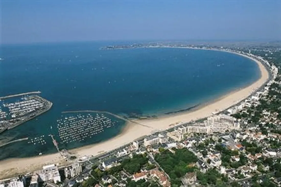 Ariel view of Plage de la Baule in France. 