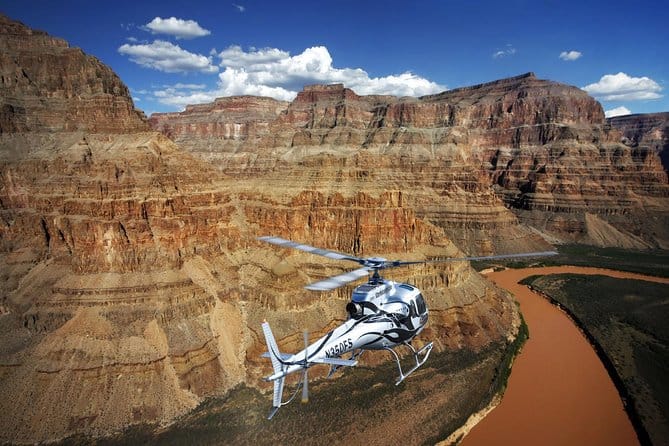 A Helicopter Ride flying through a the massive grand canyon and what is currently a very muddy Colorado River.
