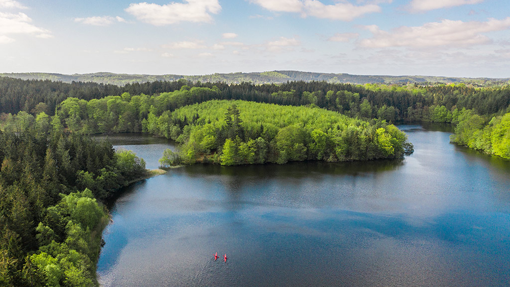 Ariel view of The Lake District of Central Jutland