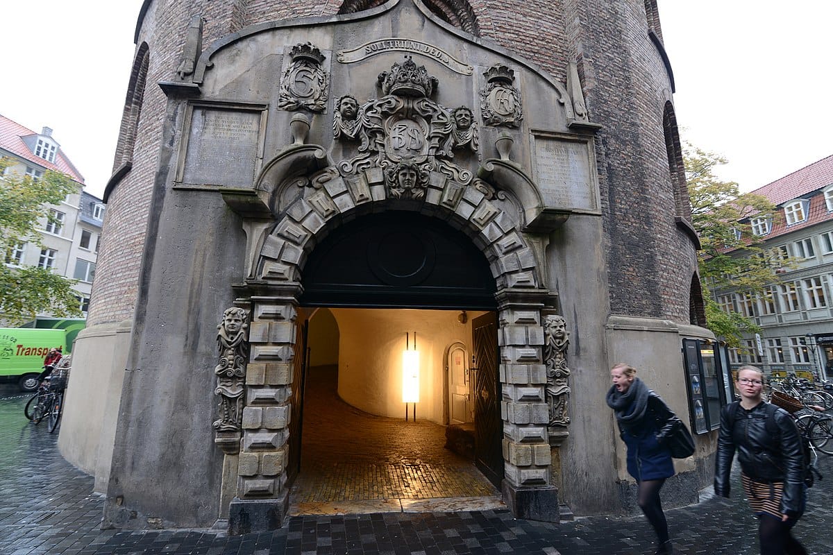 Entrance to Rundetaarn (Round Tower), which is an old gothic looking tower built in Copenhagen, Denmark 