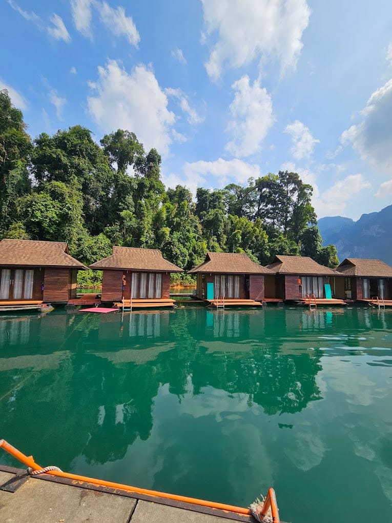 Floating bungalows on Cheow Lan Lake in Khao Sok National Park.