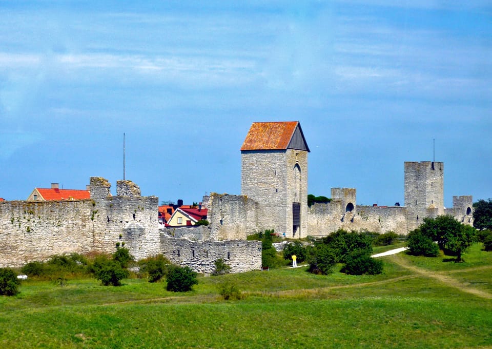 Ancient fortress walls around the city of Visby, Sweden.