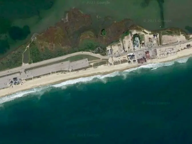 Ariel view of Misquamicut State Beach in Rhode Island.