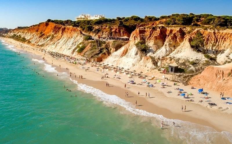 View of Praia da Falésia beach in portugal.