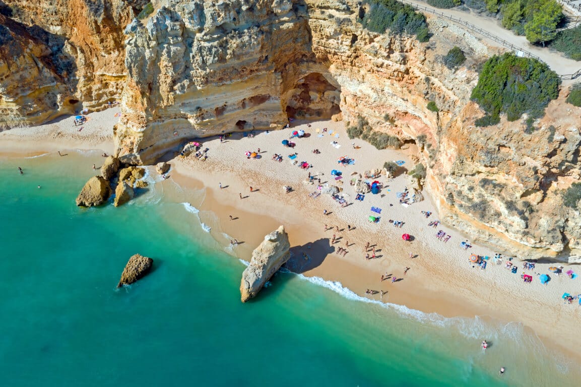 Ariel view of Praia da Marinha - Portugal
