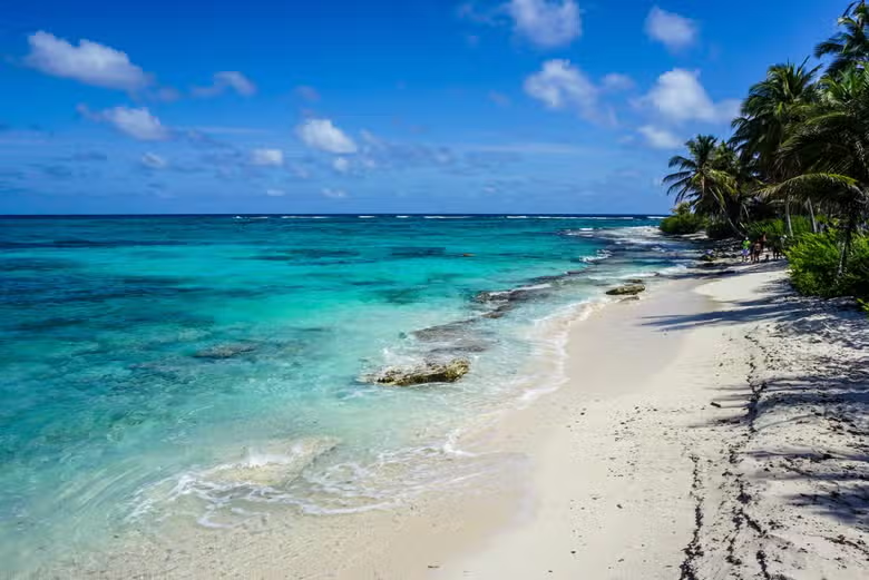 Johnny Cay Island in San Andrés, Colombia—white-sand beach with clear blue water and palm-covered island vibes.