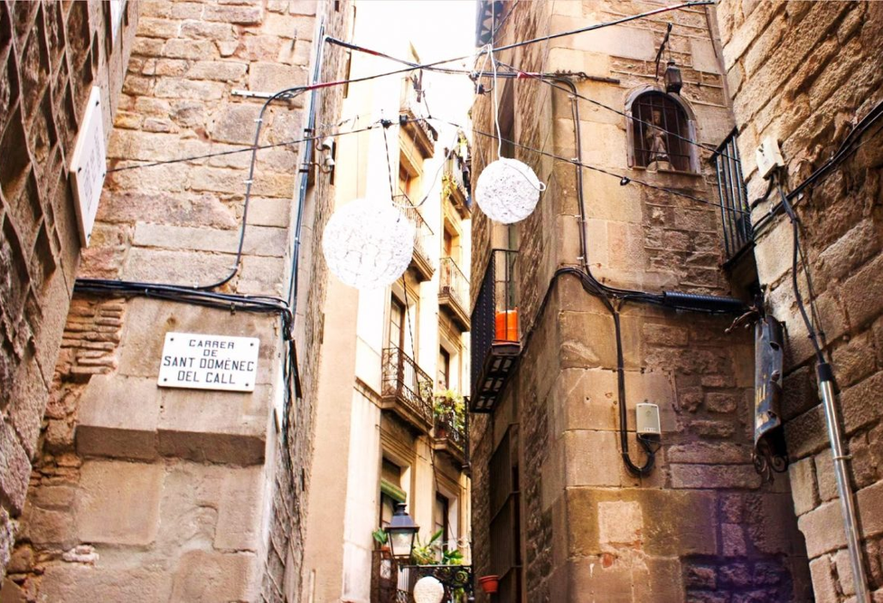 Jewish Quarter Buildings in Barcelona Gothic Quarter.