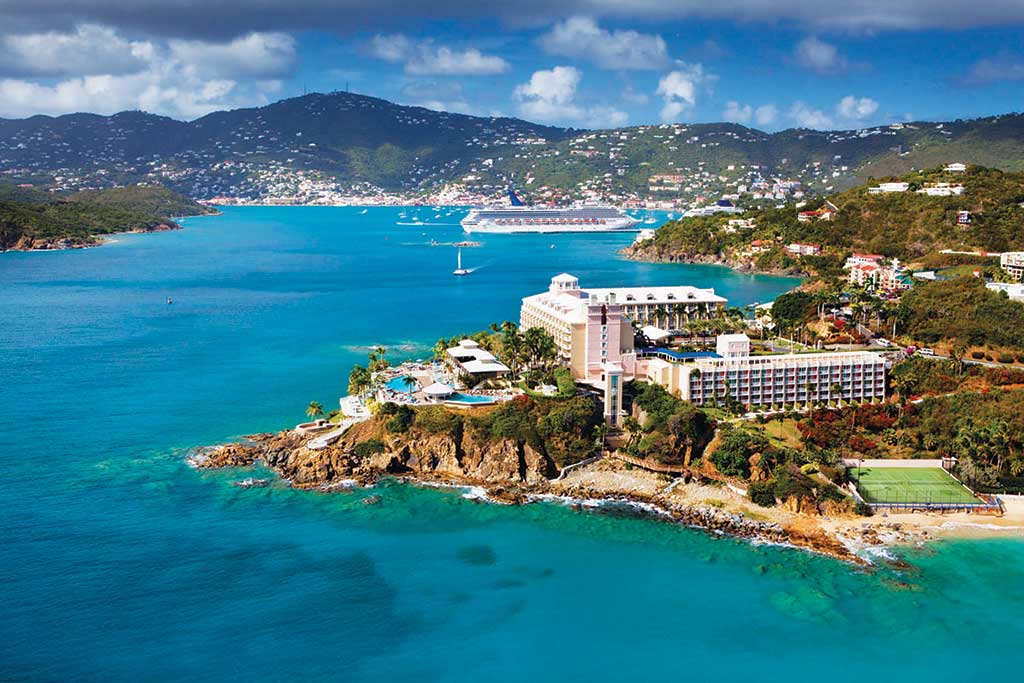 Ariel view of Frenchmans Reef Resort in St. Thomas.