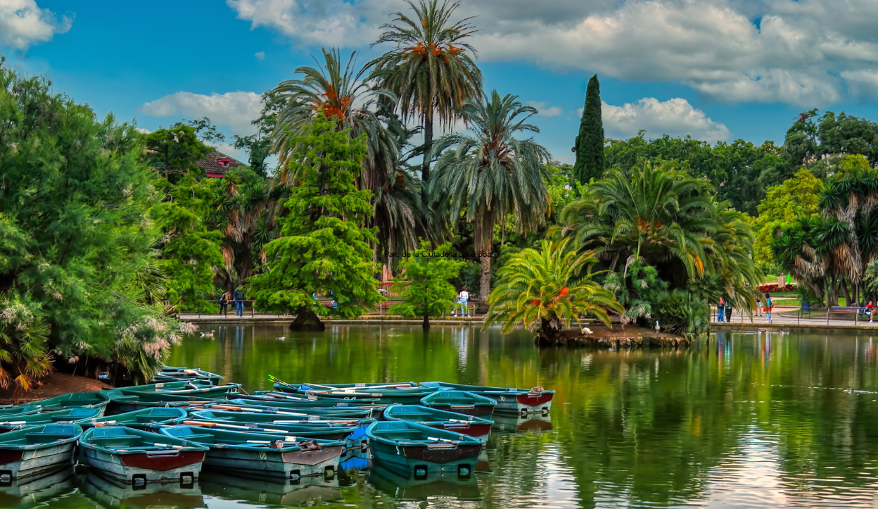 Boats on a lake in Parc de la Ciutadella