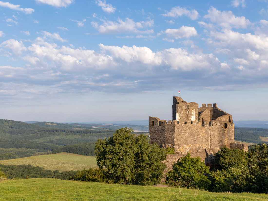 Castle in a field in Castle in Holloko, North Hungary