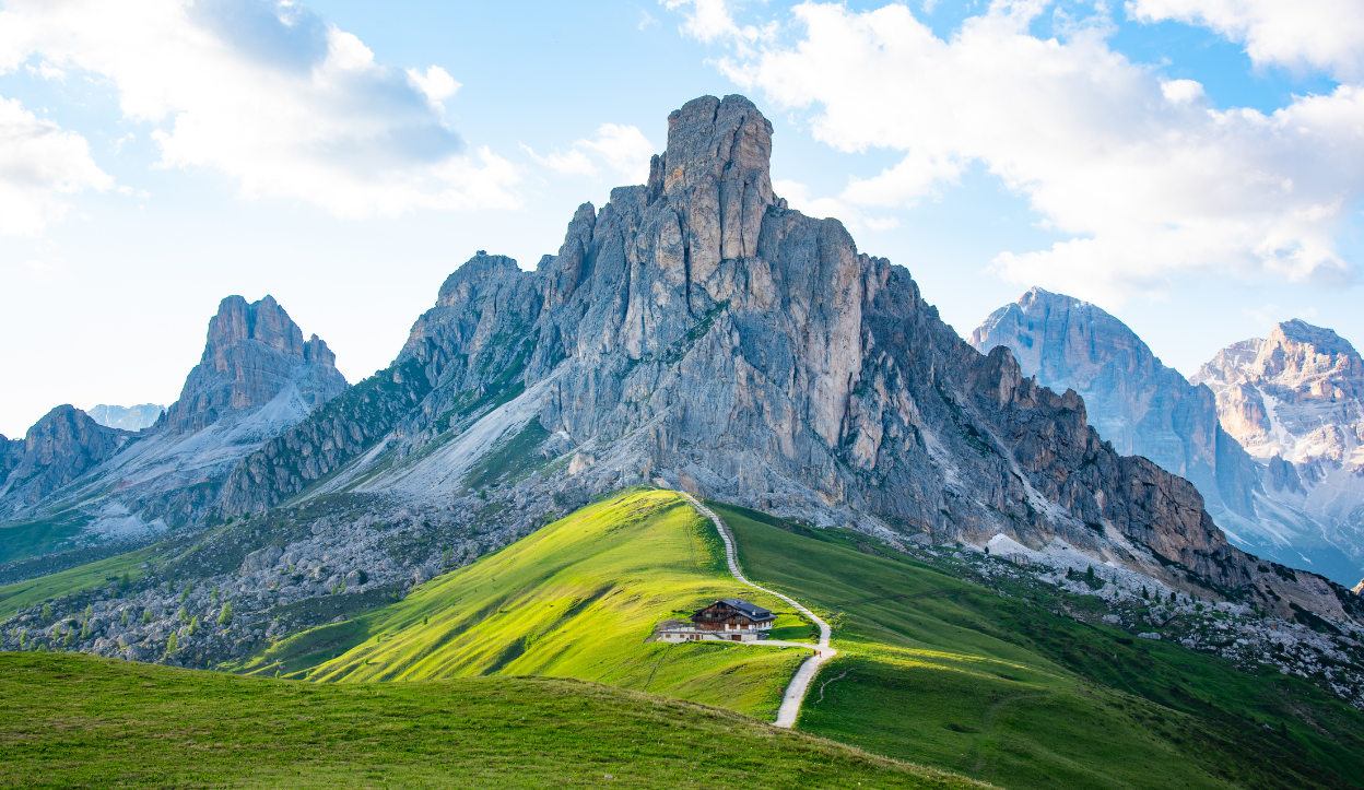 The mountain peak in The Dolomites.