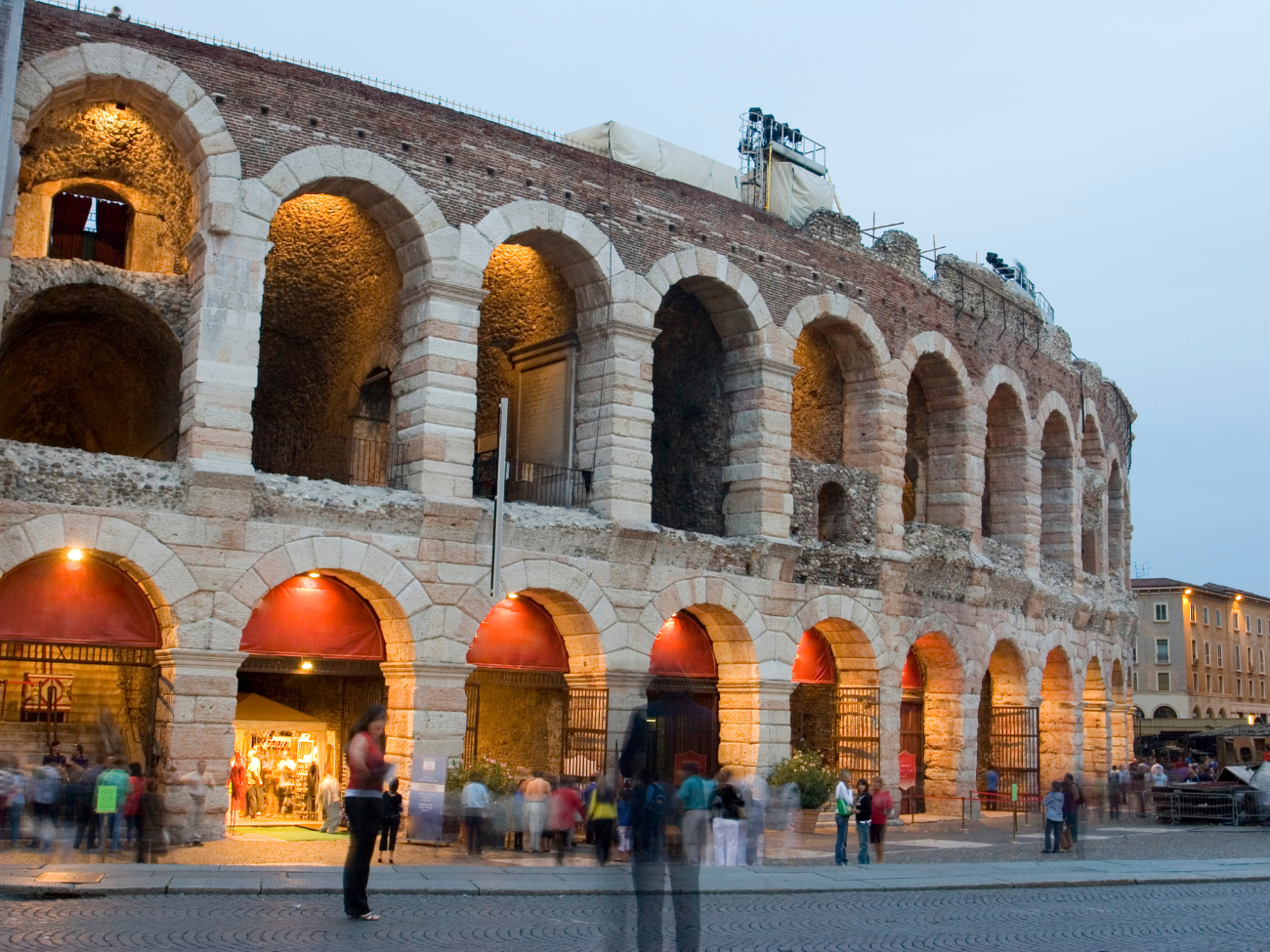 Arena in Verona, Italy at night.