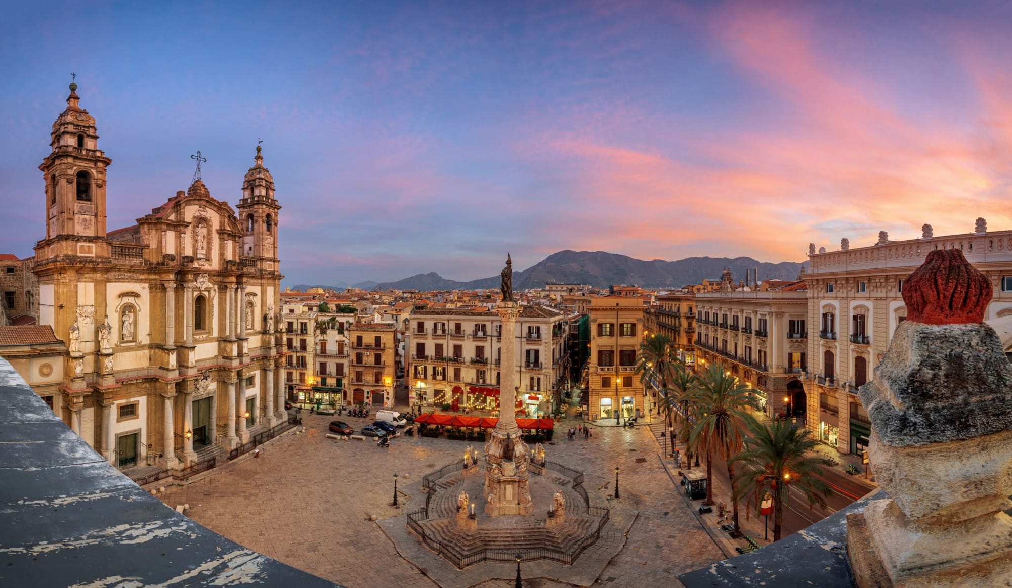 Ariel view of the town square in Palermo.