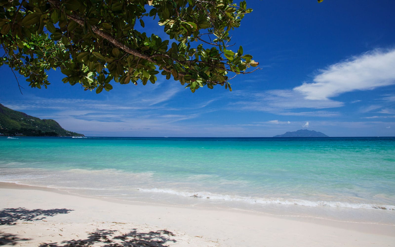View of crystal clear waters of Anse Georgette, Praslin