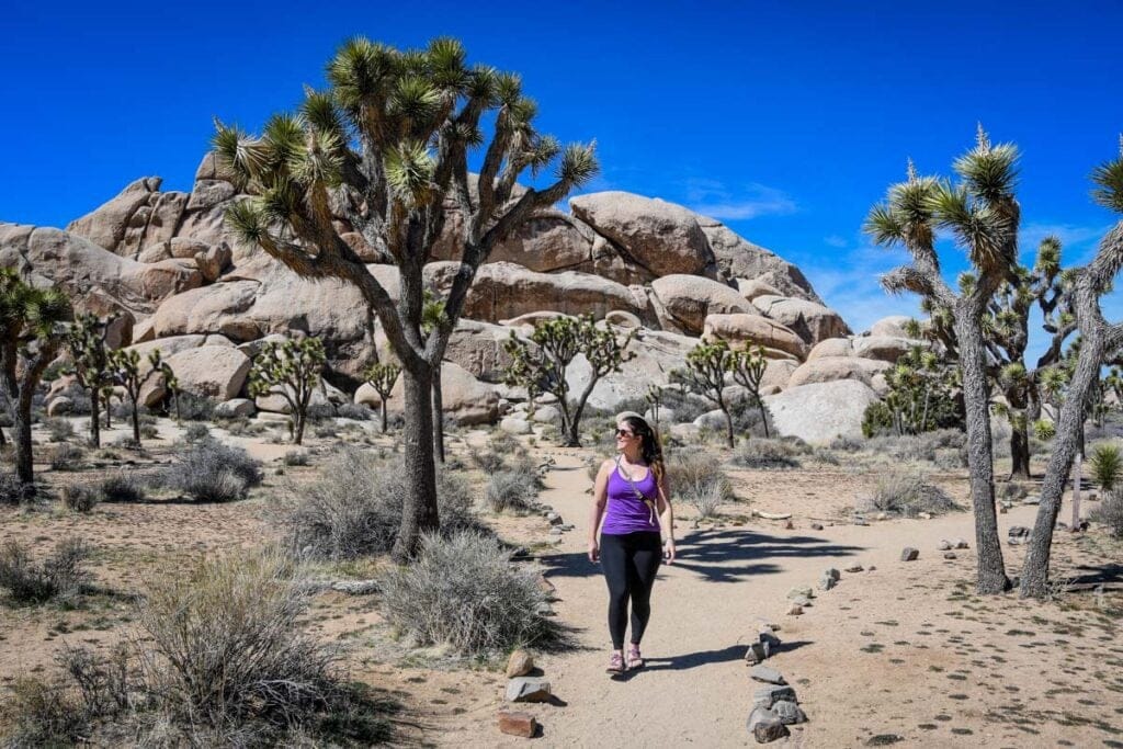 Woman hiking Joshua Tree National Park
