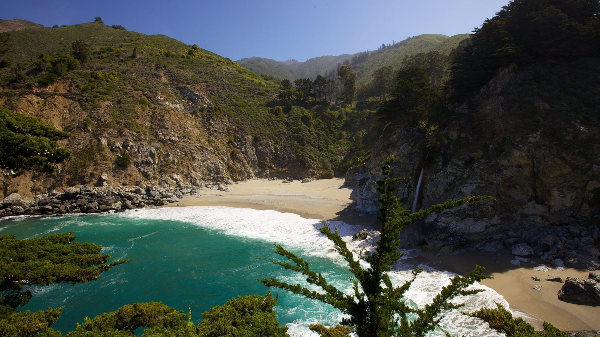 Pfeiffer Big Sur State Park beach and mountains