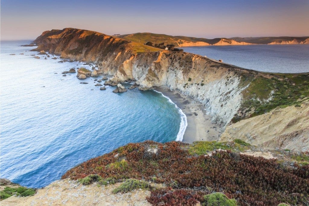 Point Reyes National Seashore cliffs and ocean.