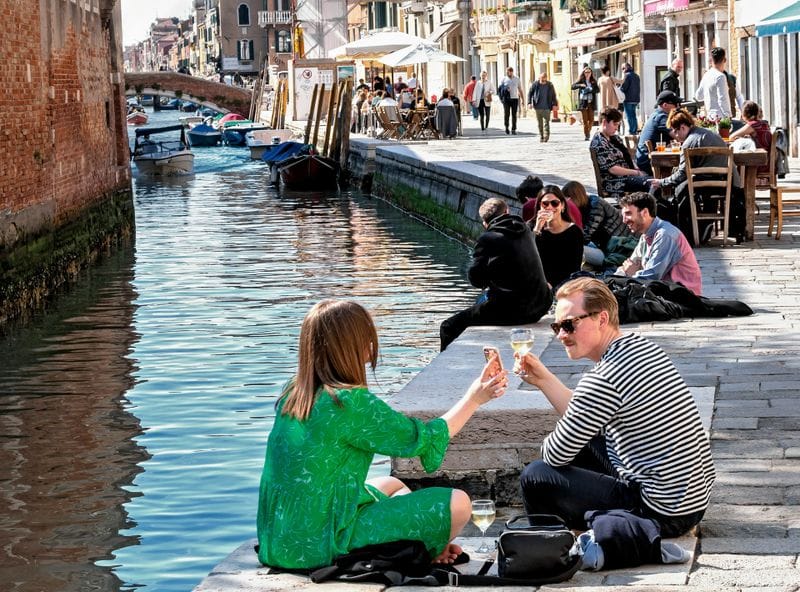 Drinking near the Canal in Venice, Italy