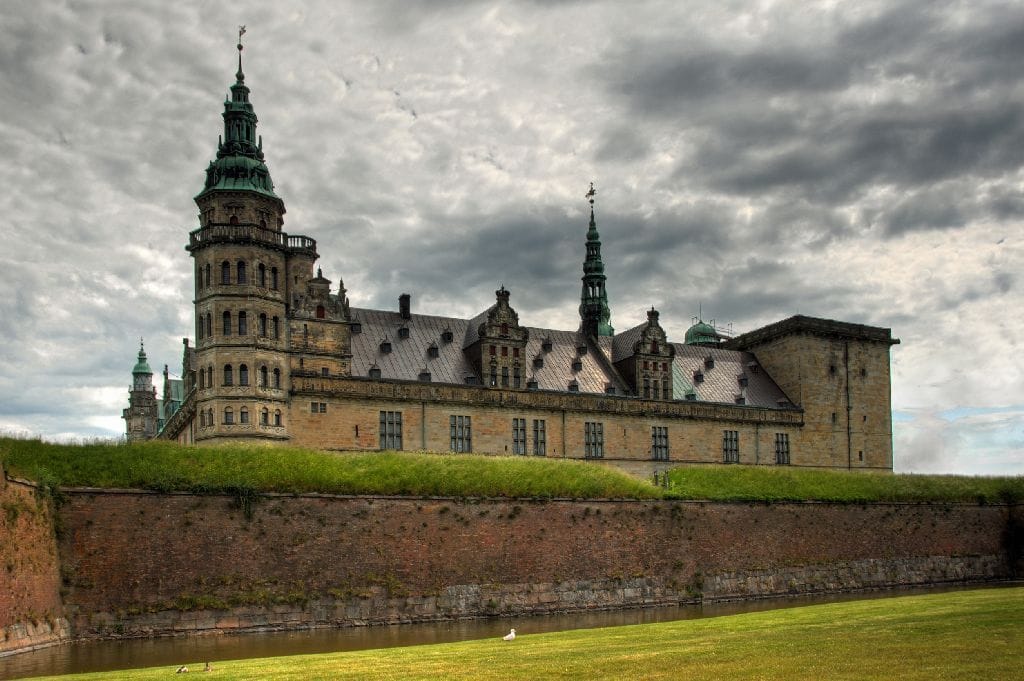 Denmark's Kronborg Castle on a cloudy day.