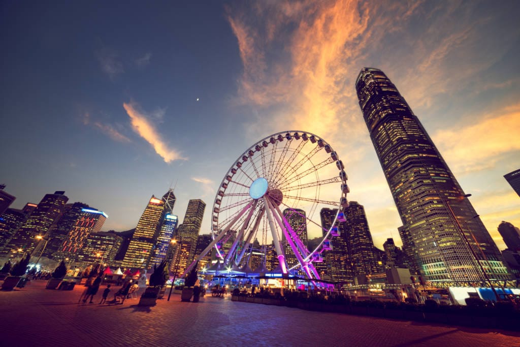 A Ferris wheel in Hong Kong Central District.