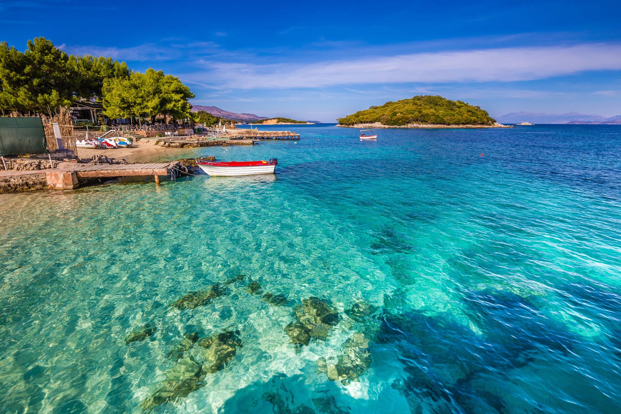 Beautiful clear waters of Ksamil, Albania. 