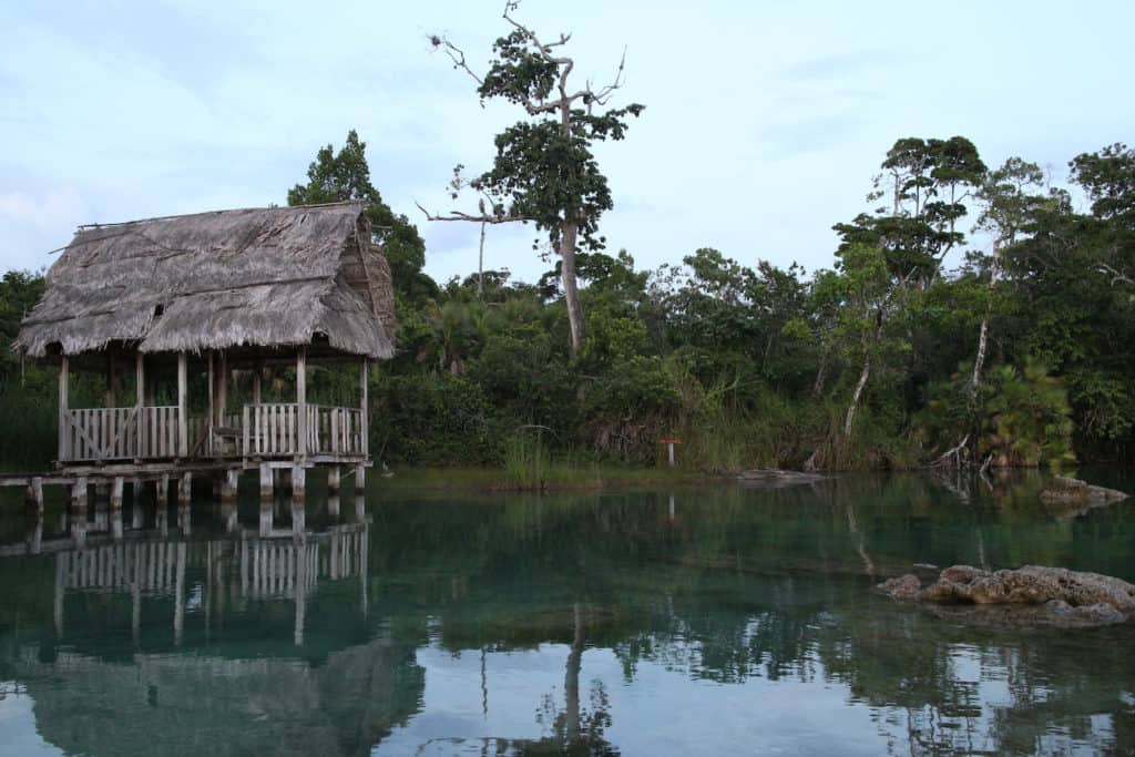 A silt boat dock at Laguna Lachua National Park