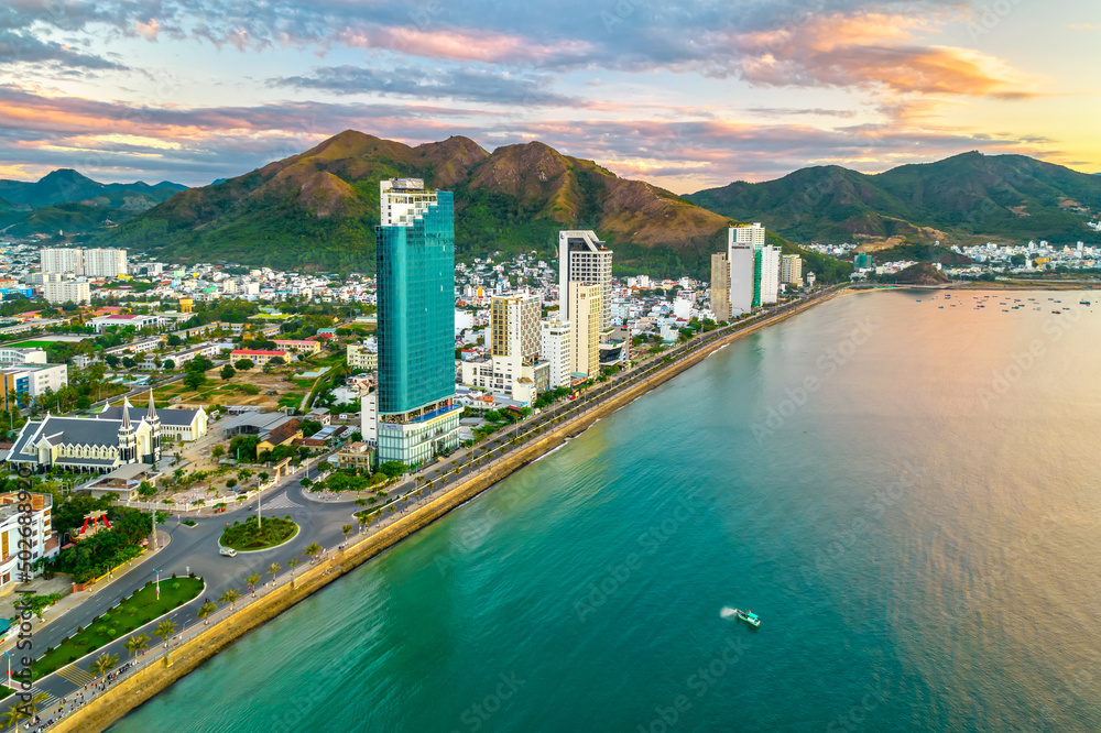 Ariel view of the beaches of Nha Trang, Vietnam